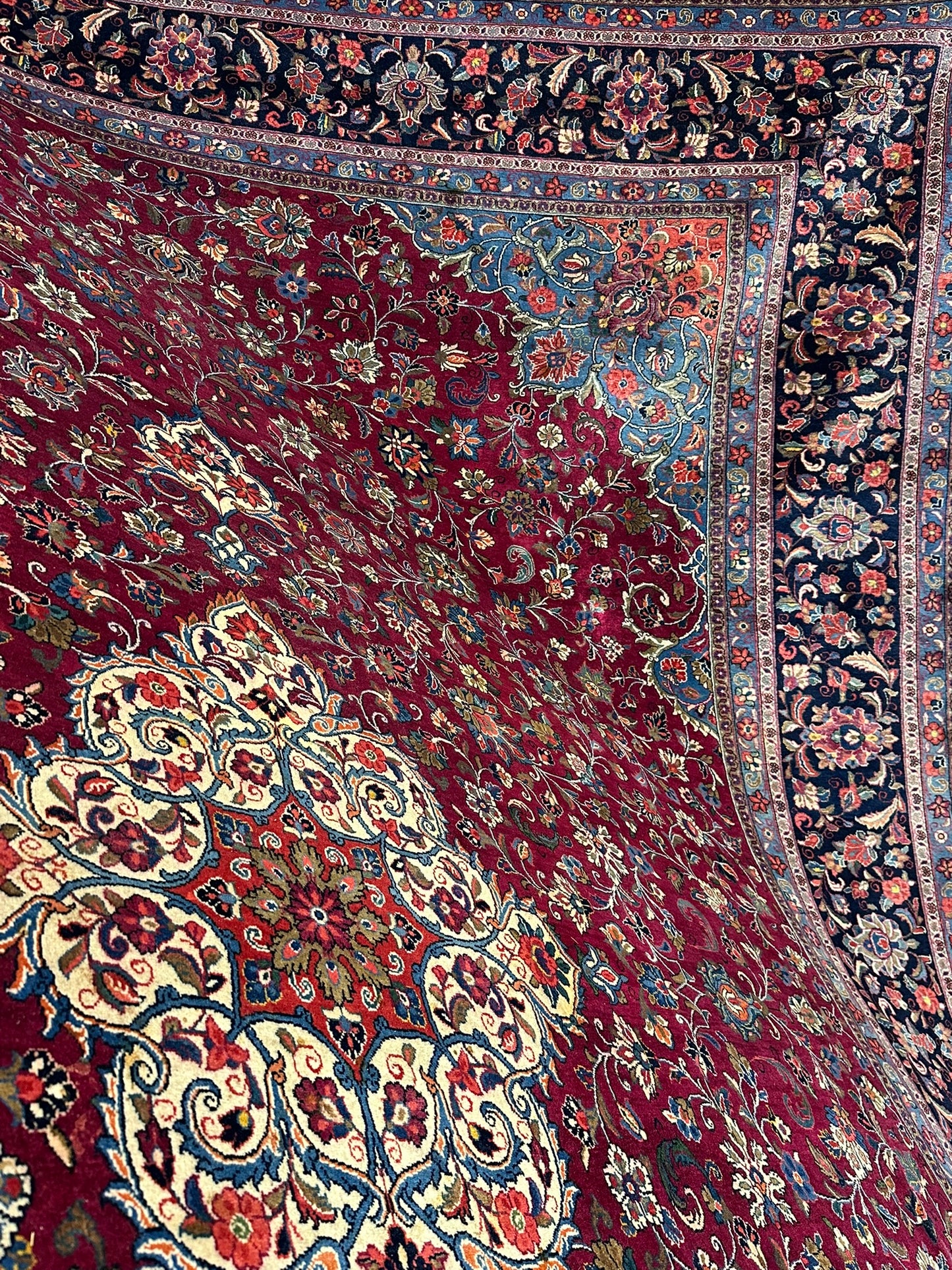 Handgeknüpfter Keschan Korkwolle Teppich Antik 415x320 cm