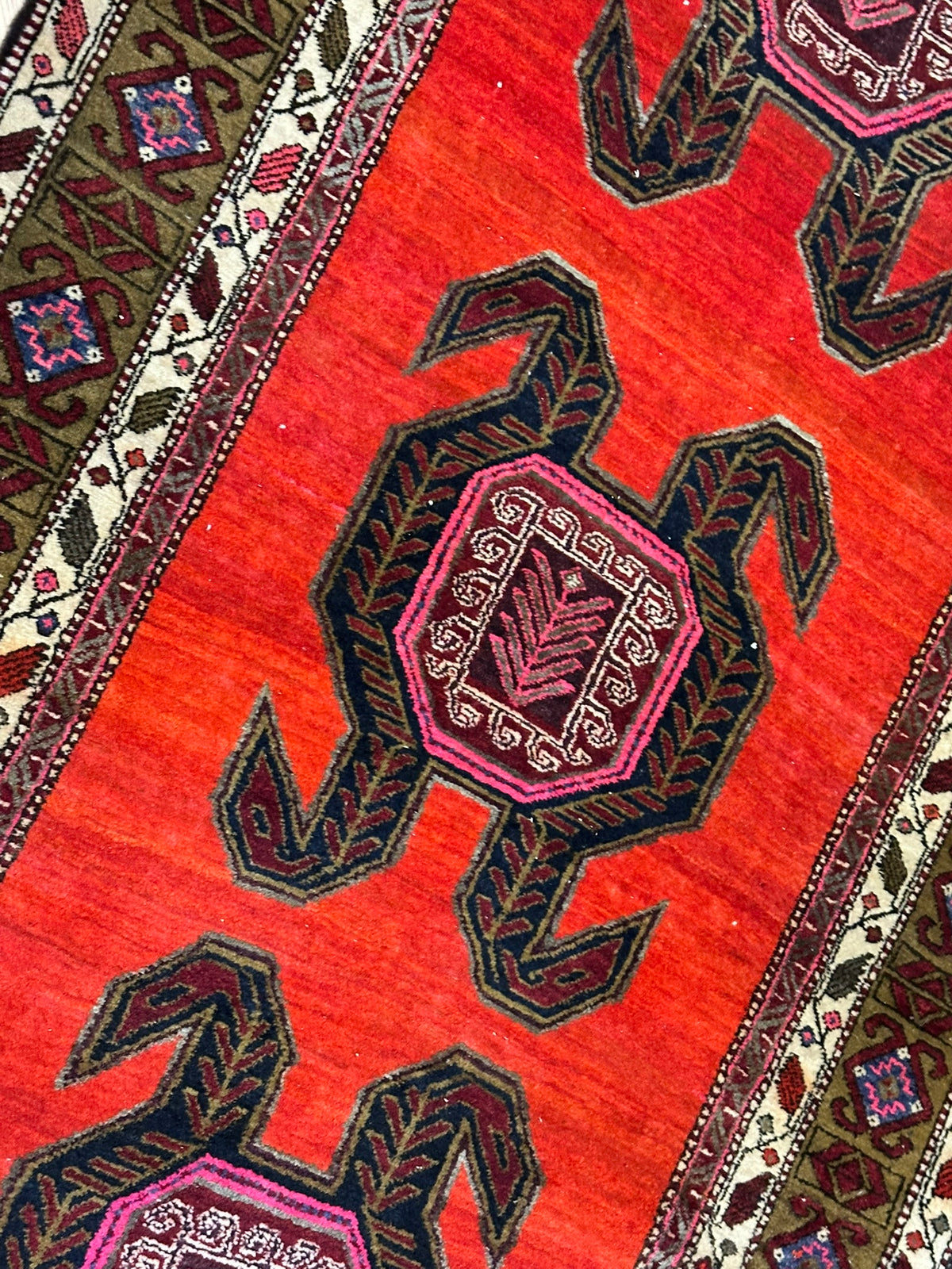 Orientteppich handgeknüpft  Kazak Naturfarben Top 310x130 cm
