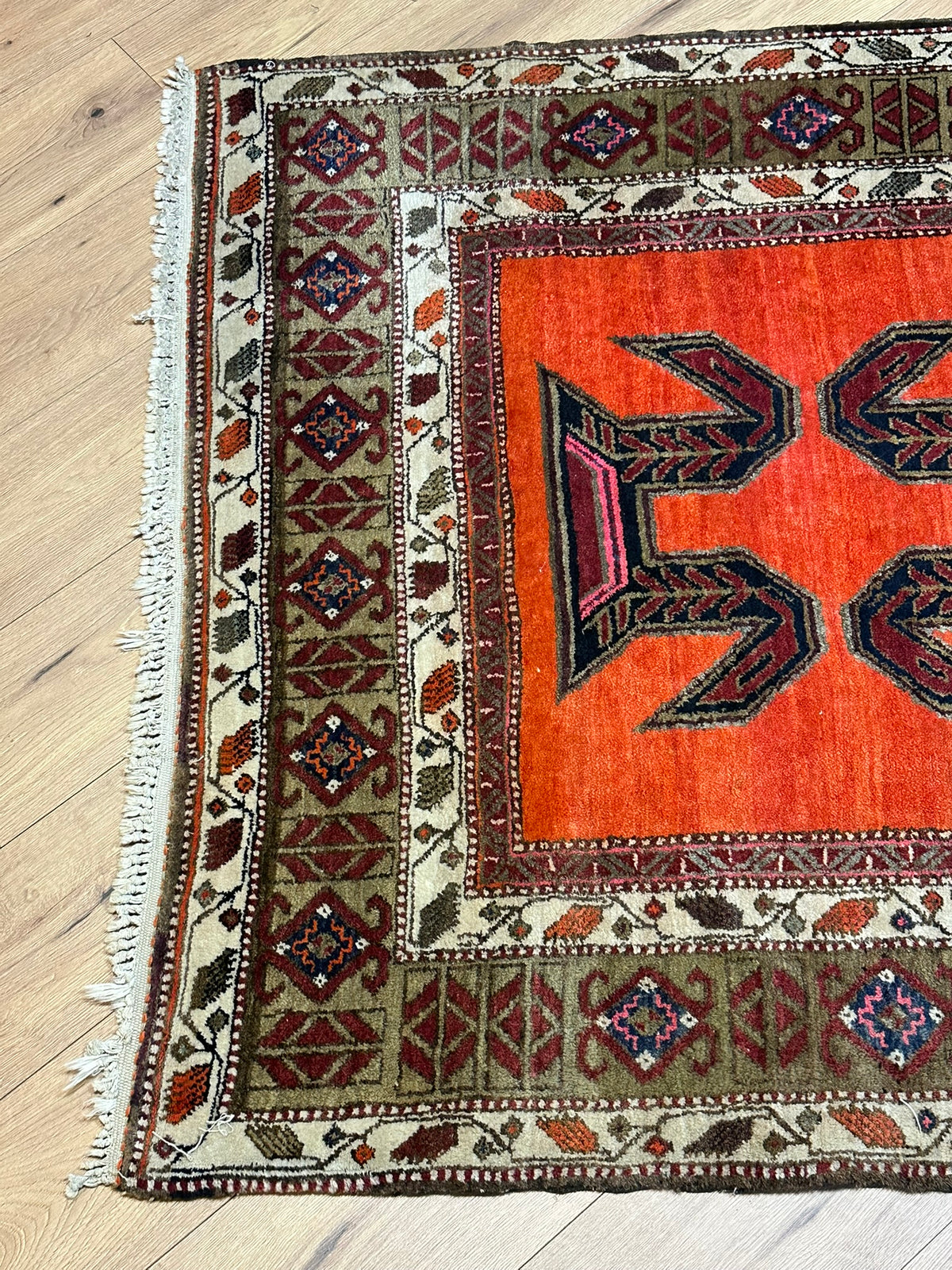 Orientteppich handgeknüpft  Kazak Naturfarben Top 310x130 cm