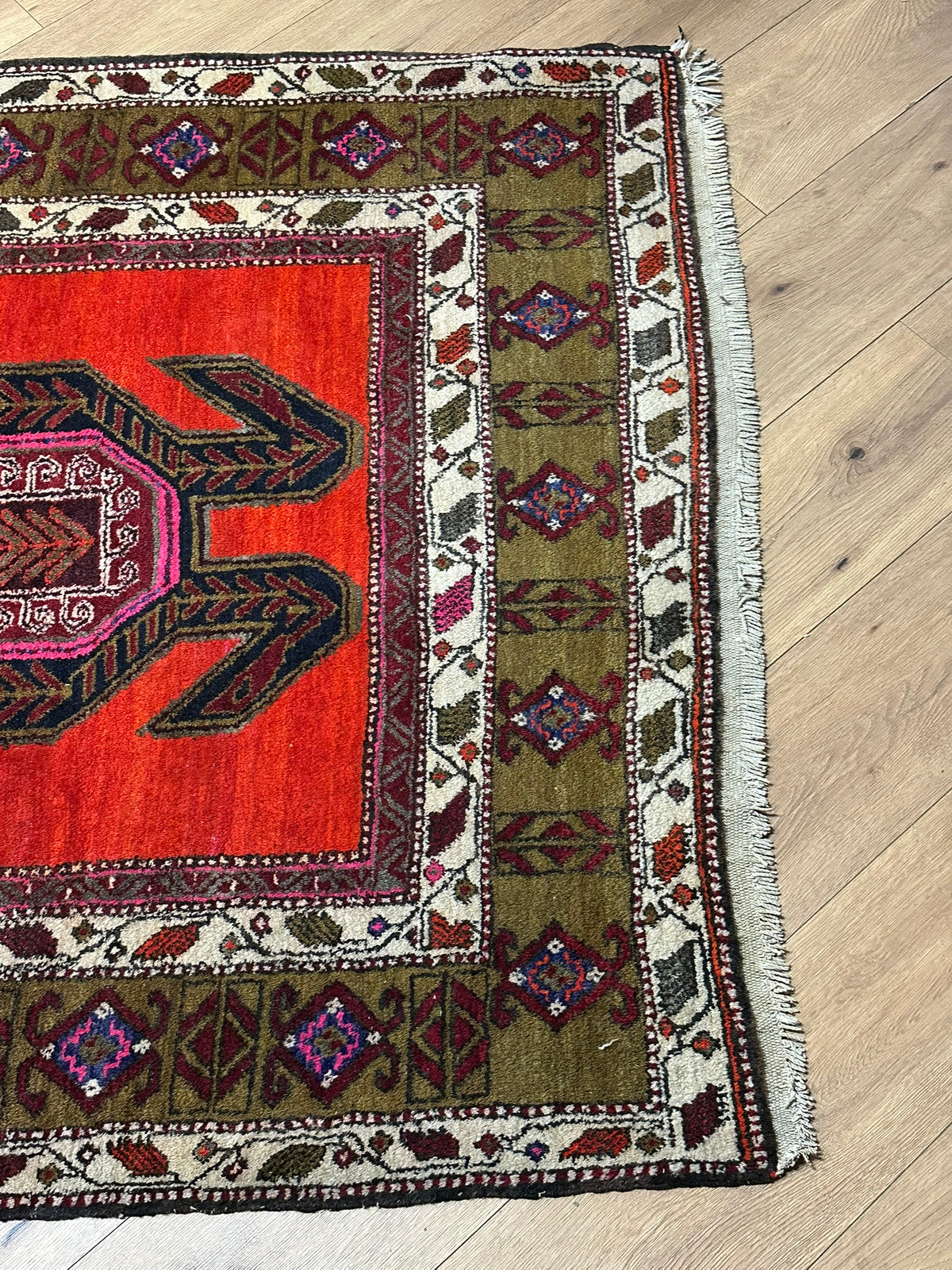 Orientteppich handgeknüpft  Kazak Naturfarben Top 310x130 cm