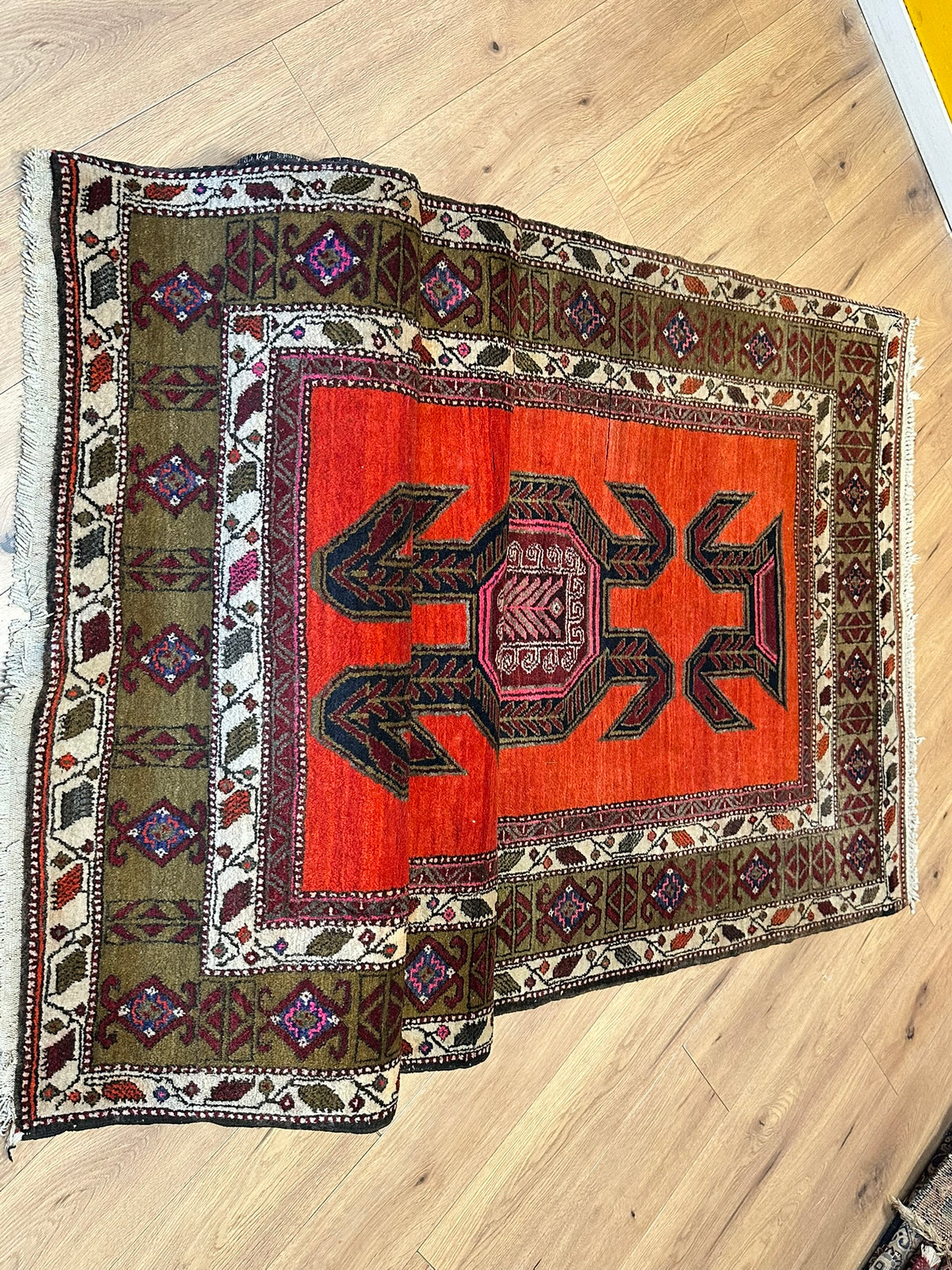 Orientteppich handgeknüpft  Kazak Naturfarben Top 310x130 cm