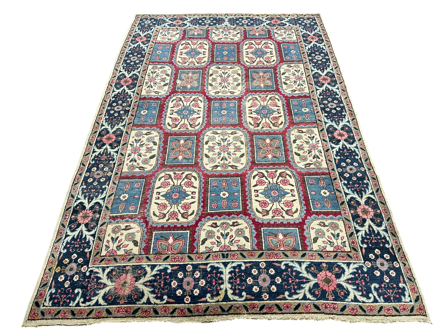 Orientteppich handgeknüpft Kirman Kheshti Felderdesign 295x195 cm