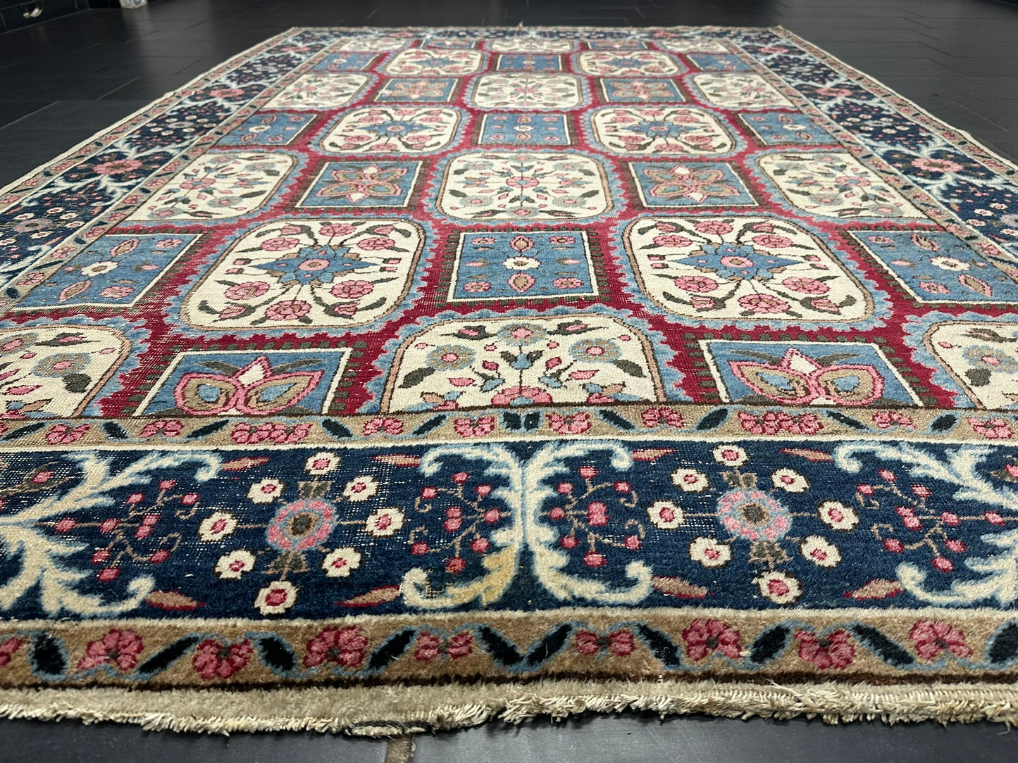 Orientteppich handgeknüpft Kirman Kheshti Felderdesign 295x195 cm