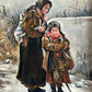 Ivan Ivanovich Tvorozhnikov, After - Ölgemälde - Großmutter mit Enkelin