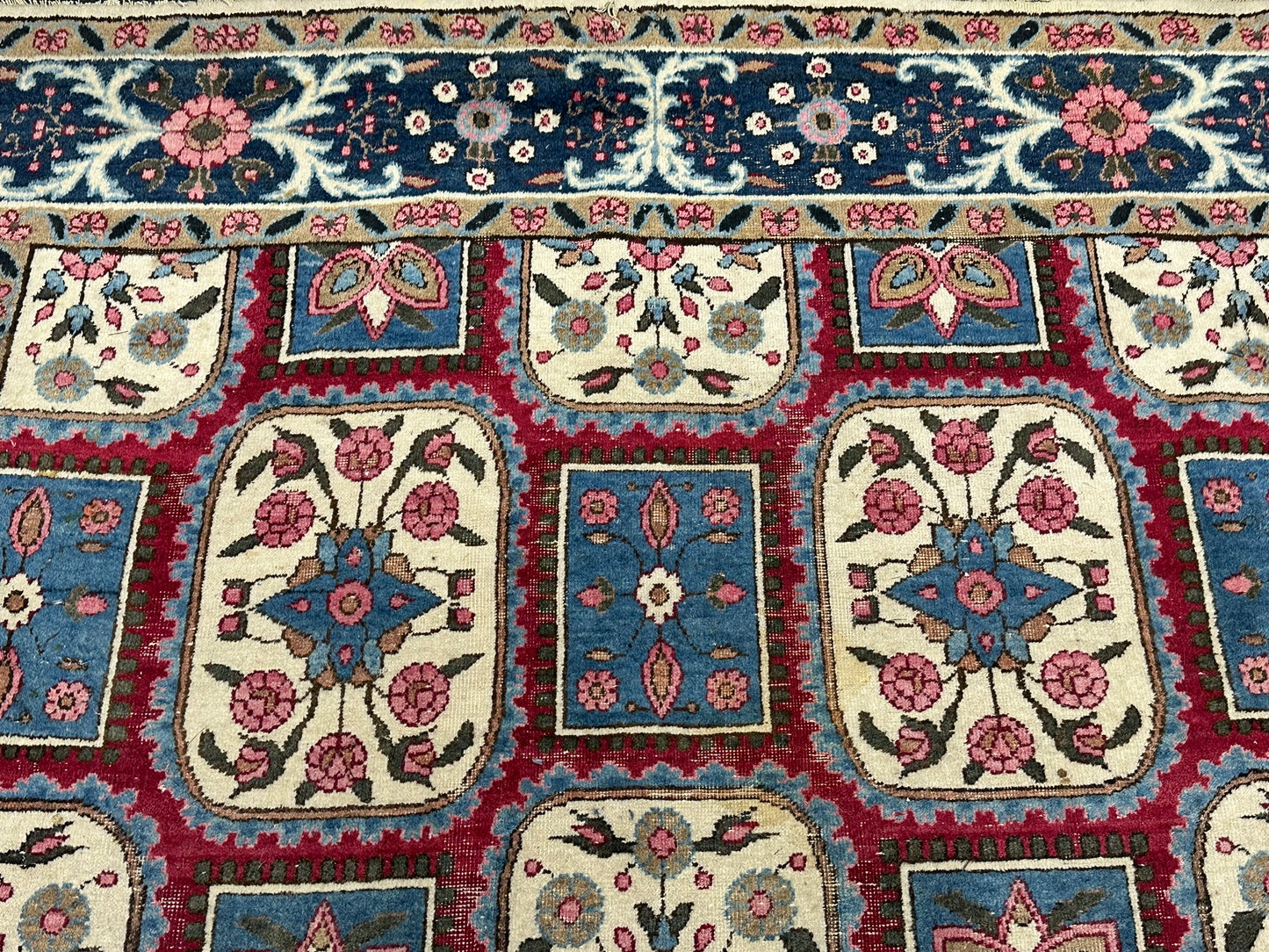 Orientteppich handgeknüpft Kirman Kheshti Felderdesign 295x195 cm