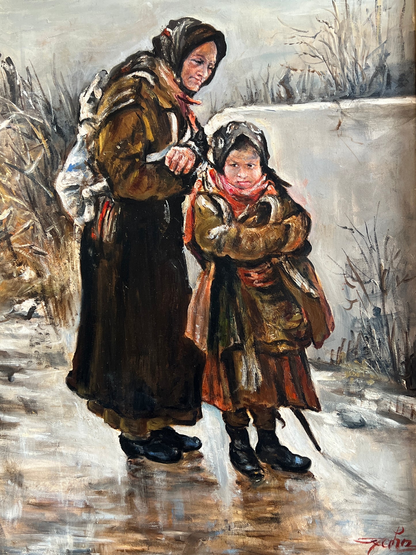 Ivan Ivanovich Tvorozhnikov, After - Ölgemälde - Großmutter mit Enkelin