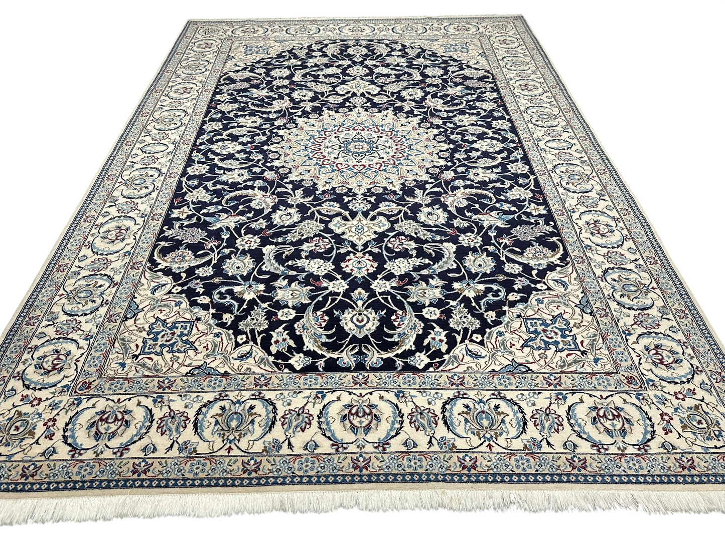 Handgeknüpfter Nain Korkwolle Seide Teppich 300x205 cm Neu