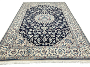 Handgeknüpfter Nain Korkwolle Seide Teppich 300x205 cm Neu