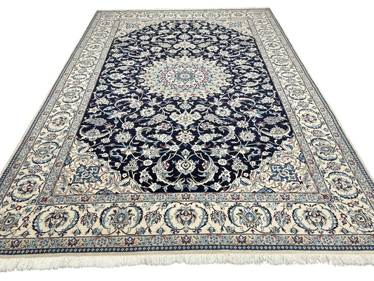 Handgeknüpfter Nain Korkwolle Seide Teppich 300x205 cm Neu