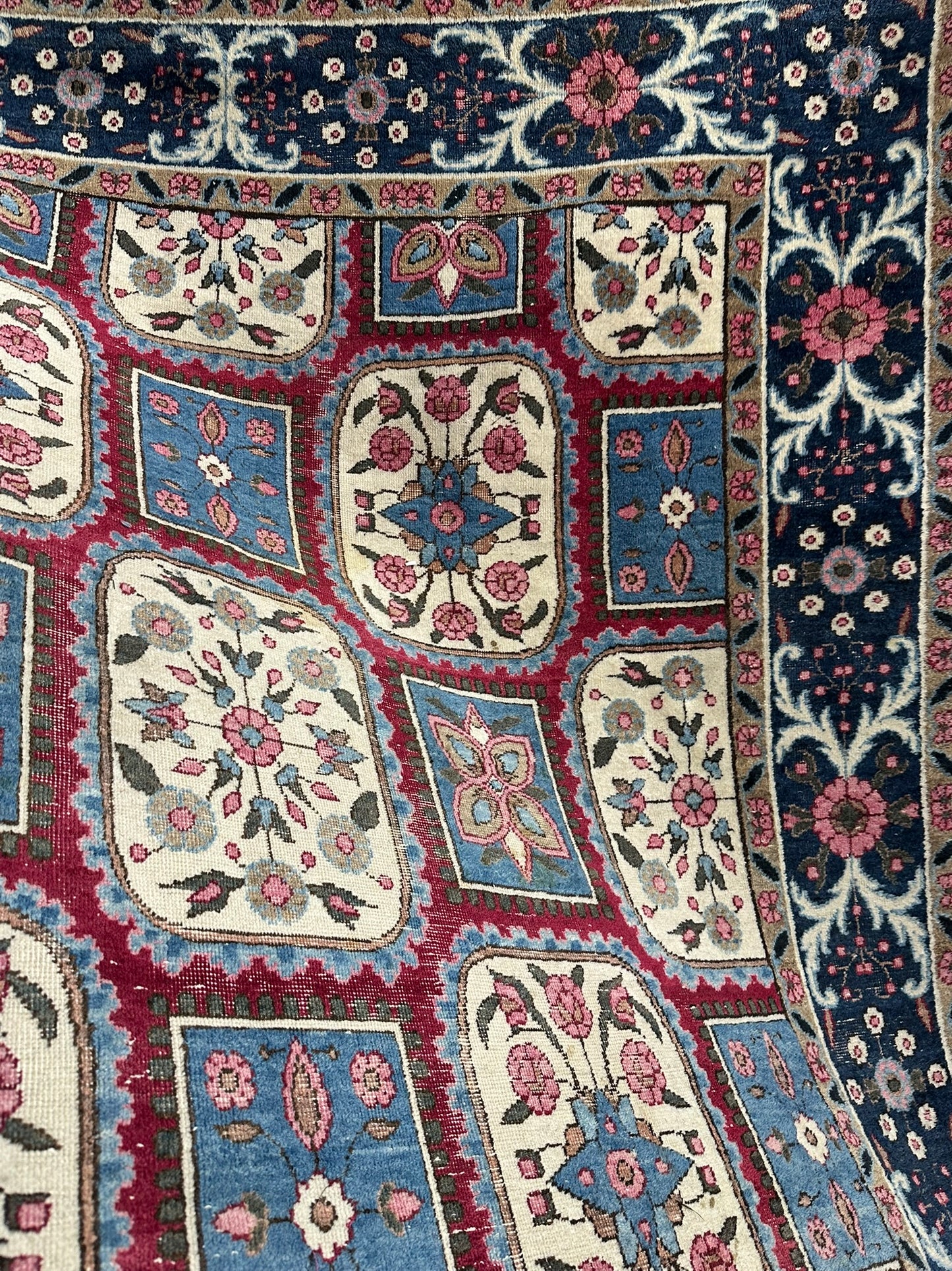 Orientteppich handgeknüpft Kirman Kheshti Felderdesign 295x195 cm