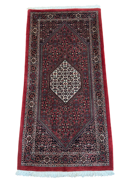 Orientteppich handgeknüpft Bidjar Korkwolle 142x70 cm