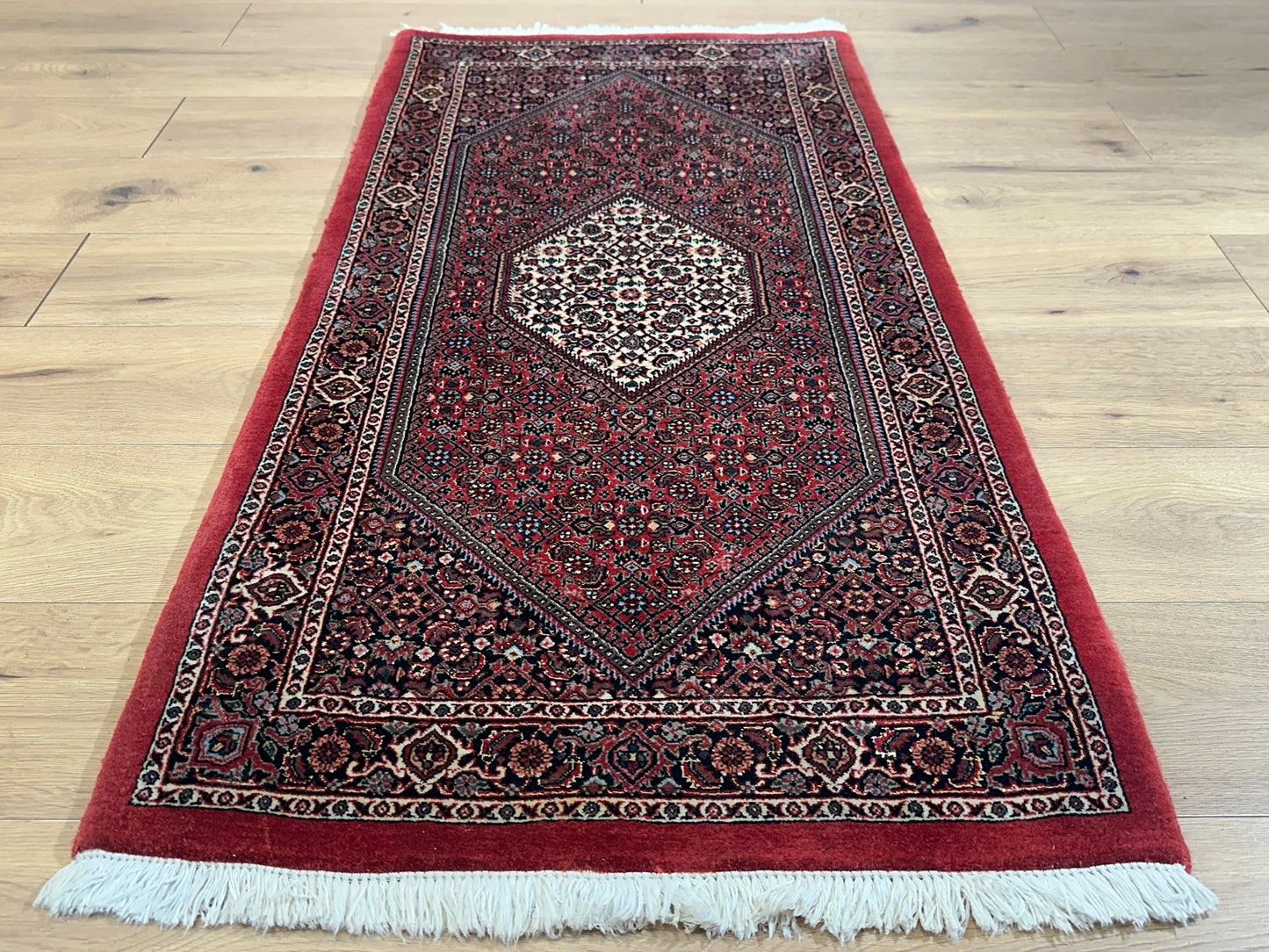 Orientteppich handgeknüpft Bidjar Korkwolle 142x70 cm
