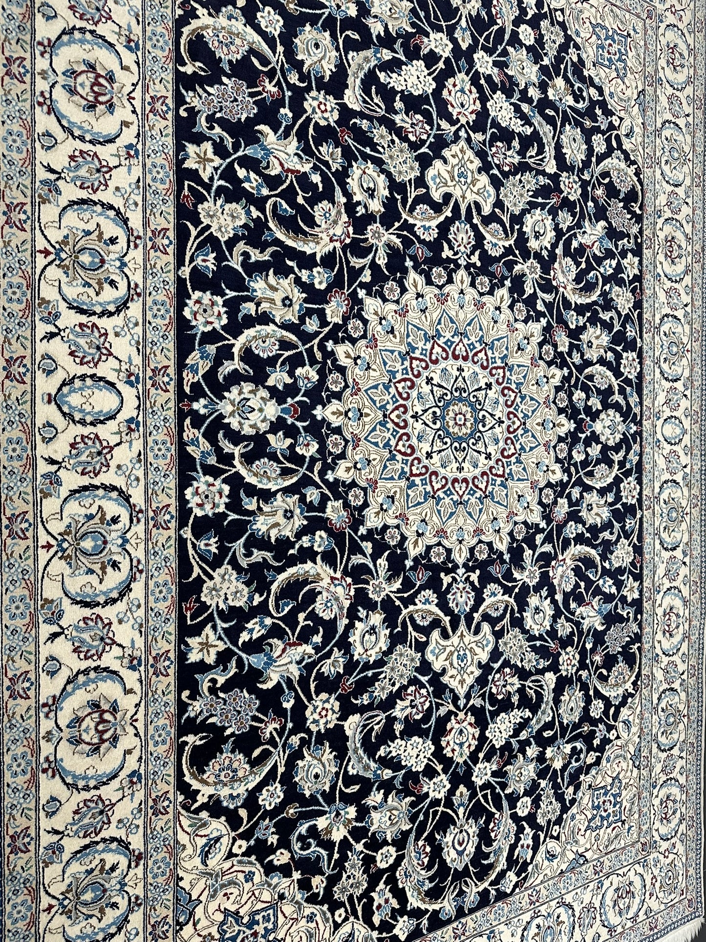 Handgeknüpfter Nain Korkwolle Seide Teppich 300x205 cm Neu