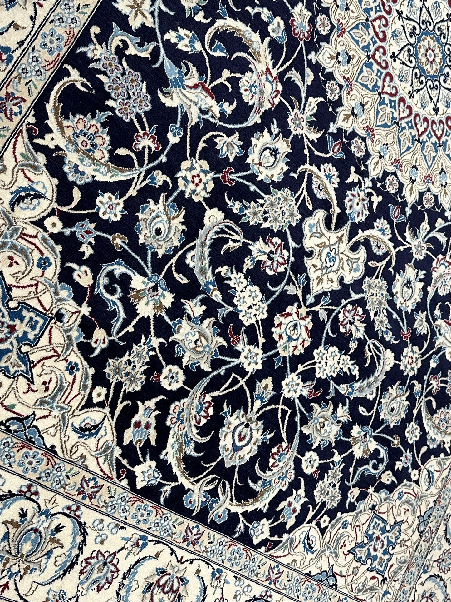 Handgeknüpfter Nain Korkwolle Seide Teppich 300x205 cm Neu