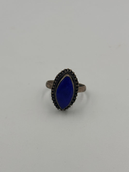 Handgefertigter Silberring (Ungestempelt) mit Lapislazuli-Stein