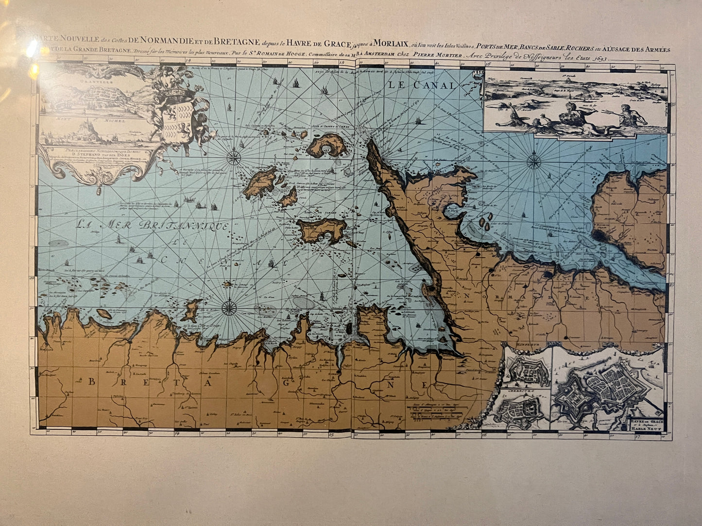 Kartografie Grafik Carte Nouvelle des Cofles de Normandie 33x41cm