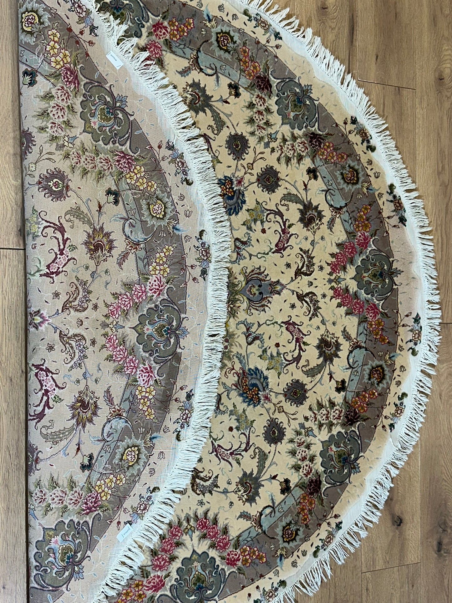 Orientteppich handgeknüpft Täbriz Korkwolle mit Seide Rund Ø 160 cm