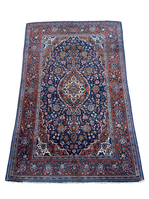 Antik Orientteppich handgeknüpft Keschan Korkwolle  Naturfarben 200x130 cm