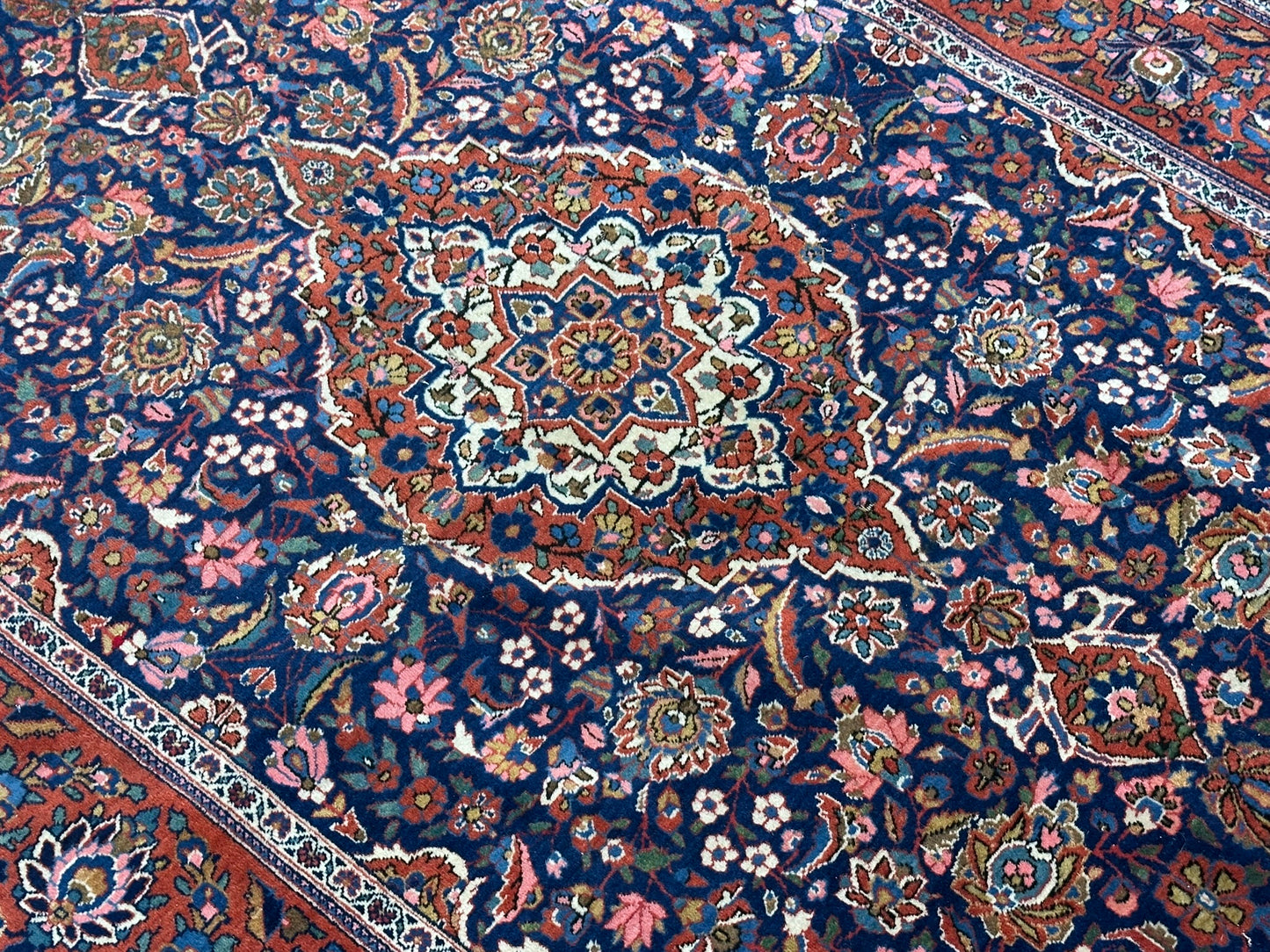 Antik Orientteppich handgeknüpft Keschan Korkwolle  Naturfarben 200x130 cm