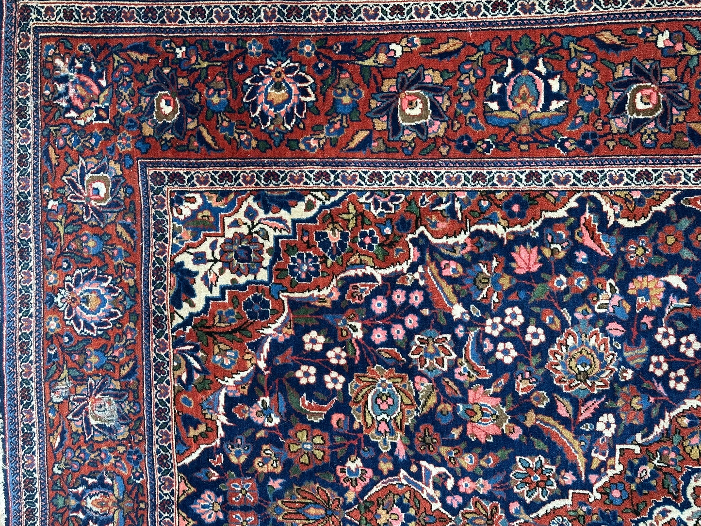 Antik Orientteppich handgeknüpft Keschan Korkwolle  Naturfarben 200x130 cm