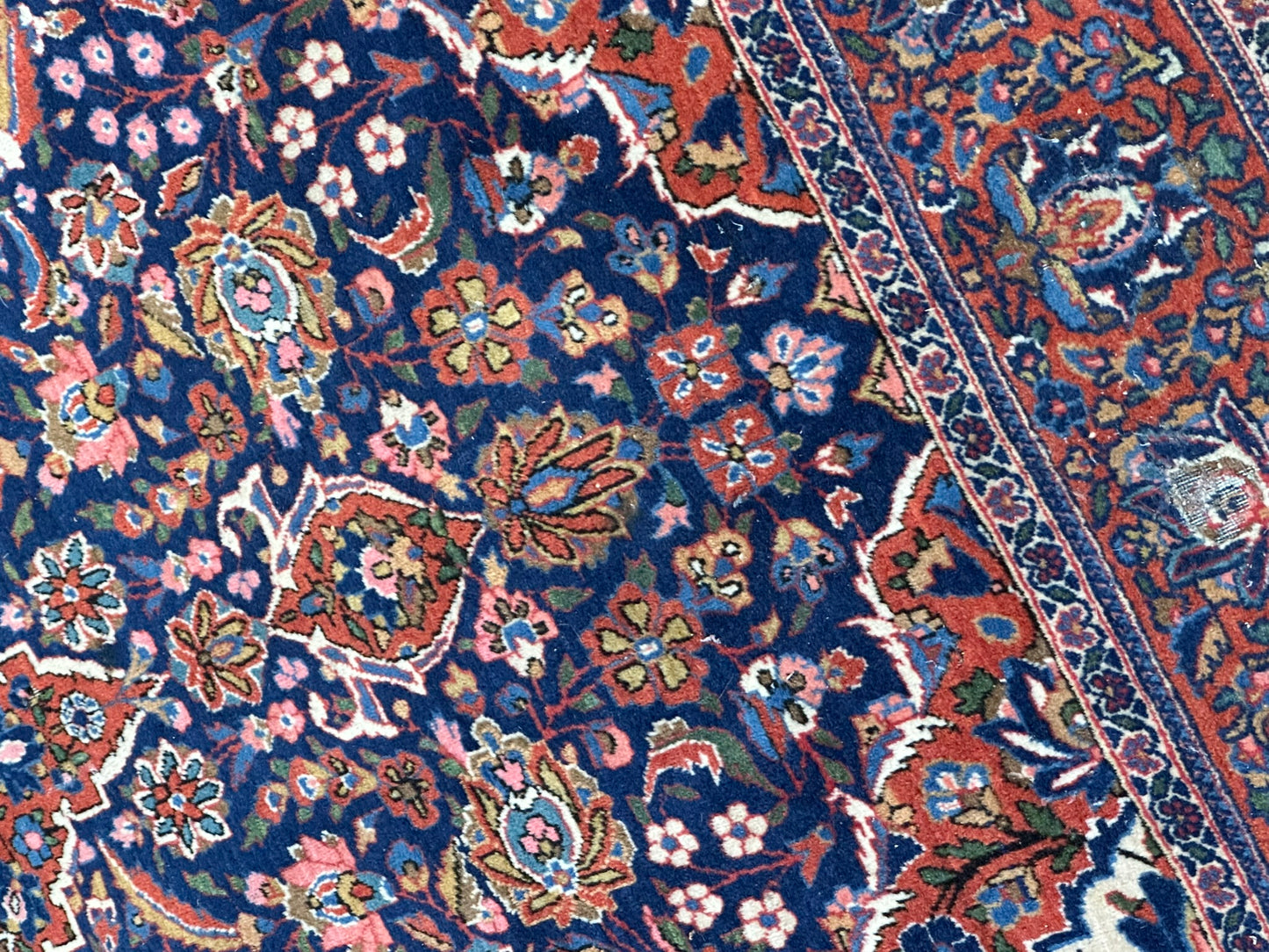 Antik Orientteppich handgeknüpft Keschan Korkwolle  Naturfarben 200x130 cm