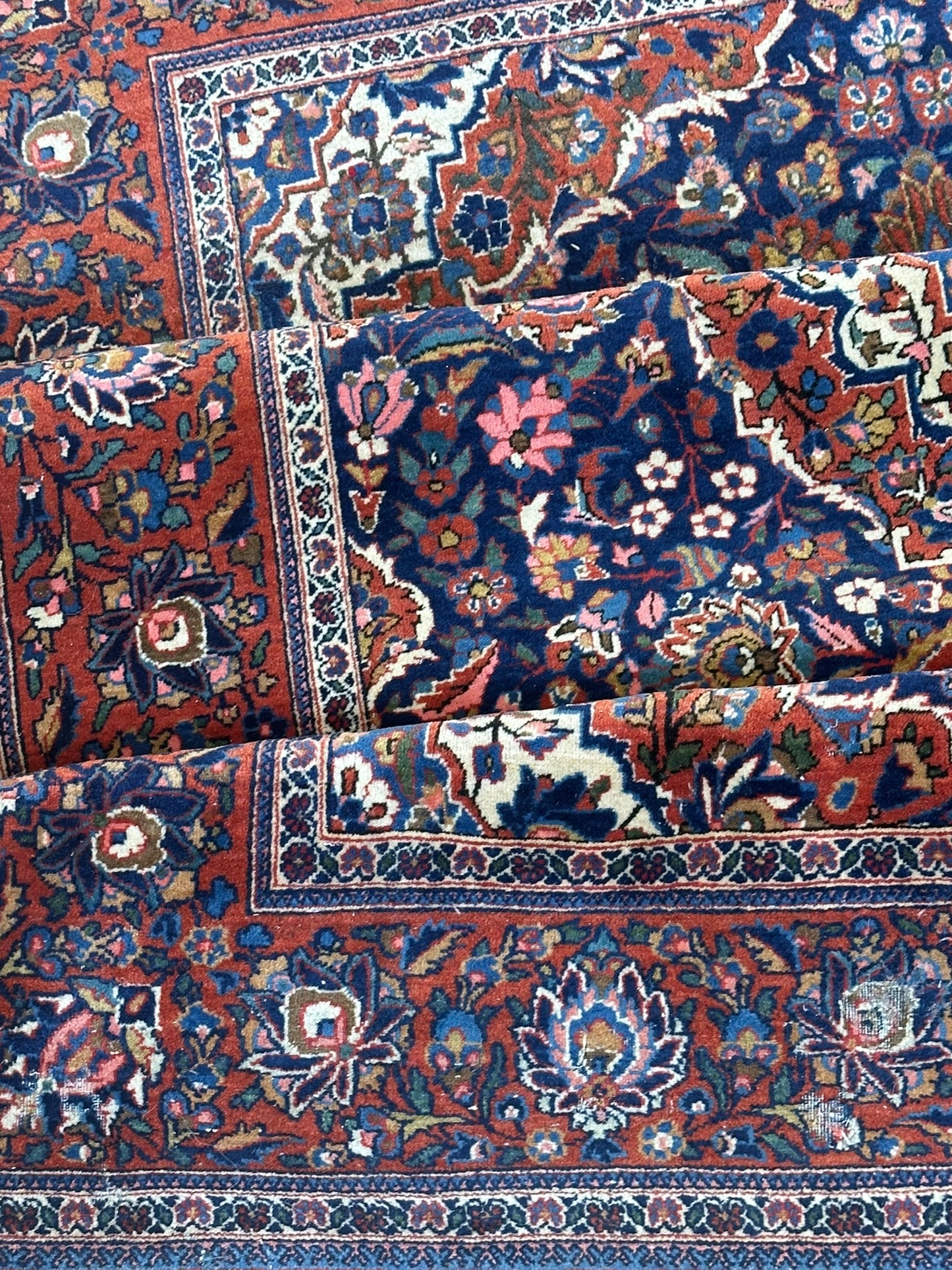 Antik Orientteppich handgeknüpft Keschan Korkwolle  Naturfarben 200x130 cm