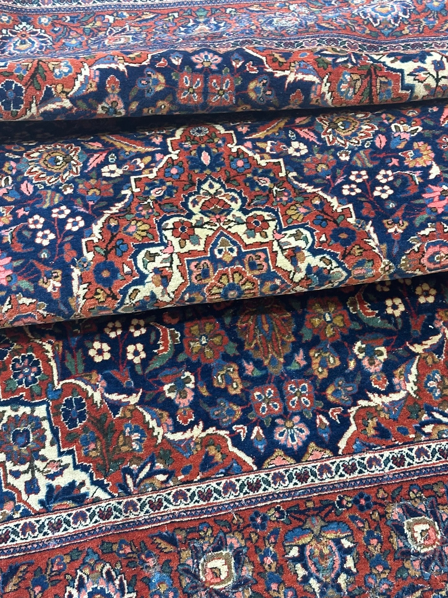 Antik Orientteppich handgeknüpft Keschan Korkwolle  Naturfarben 200x130 cm