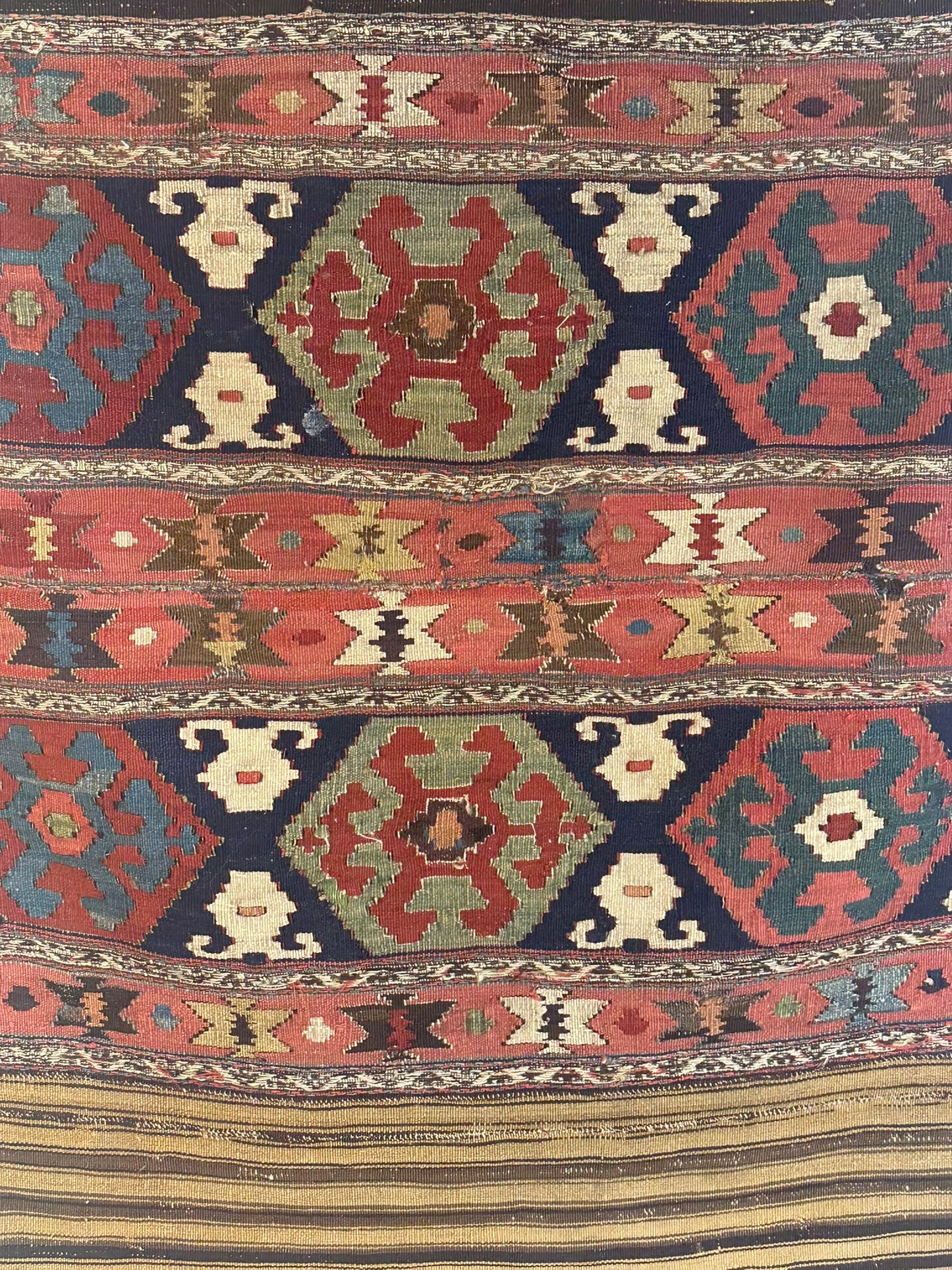 Antik Orientteppich handgewebt Türkei Kelim Naturfarben 120x100 cm