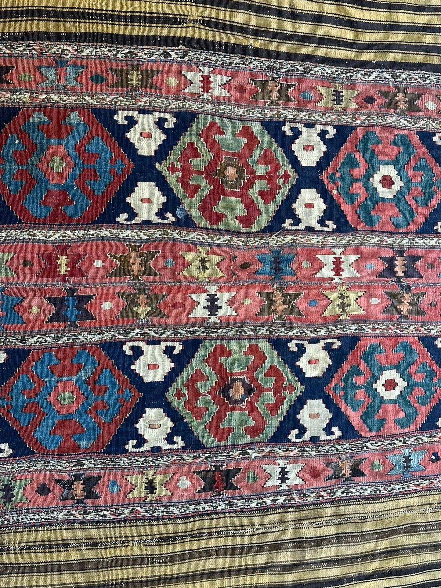 Antik Orientteppich handgewebt Türkei Kelim Naturfarben 120x100 cm