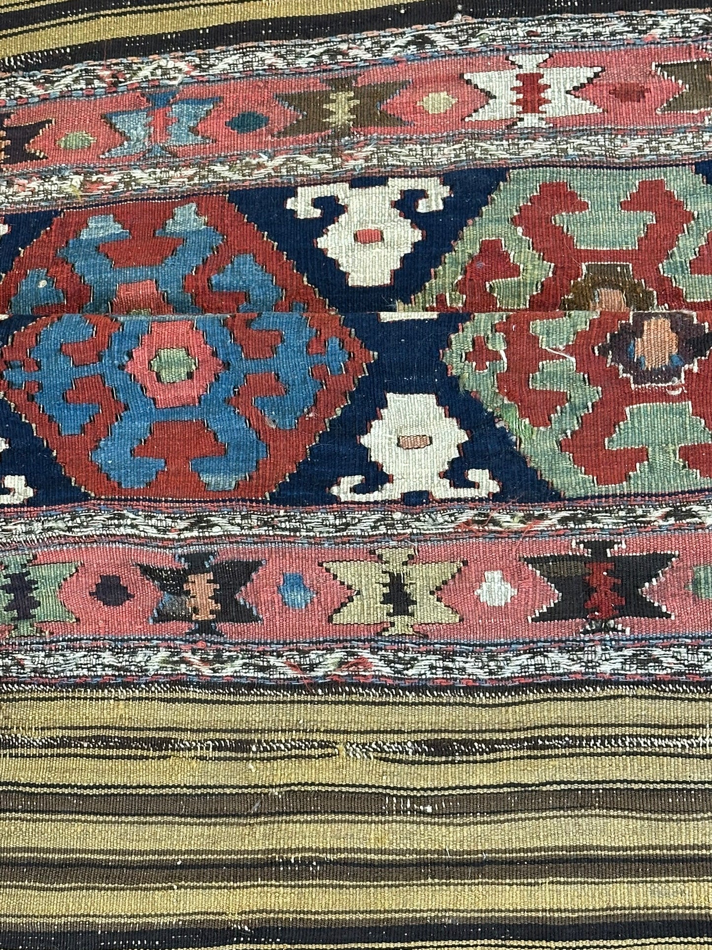 Antik Orientteppich handgewebt Türkei Kelim Naturfarben 120x100 cm