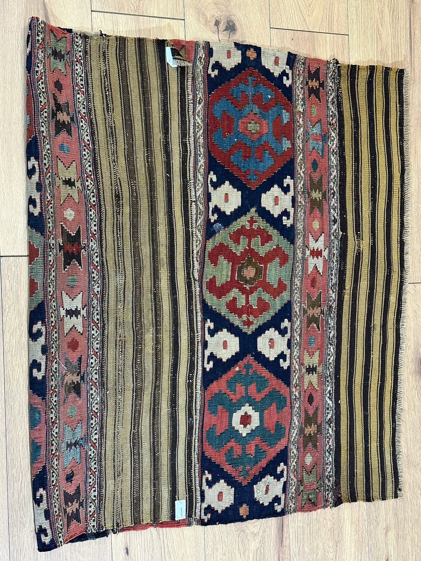 Antik Orientteppich handgewebt Türkei Kelim Naturfarben 120x100 cm