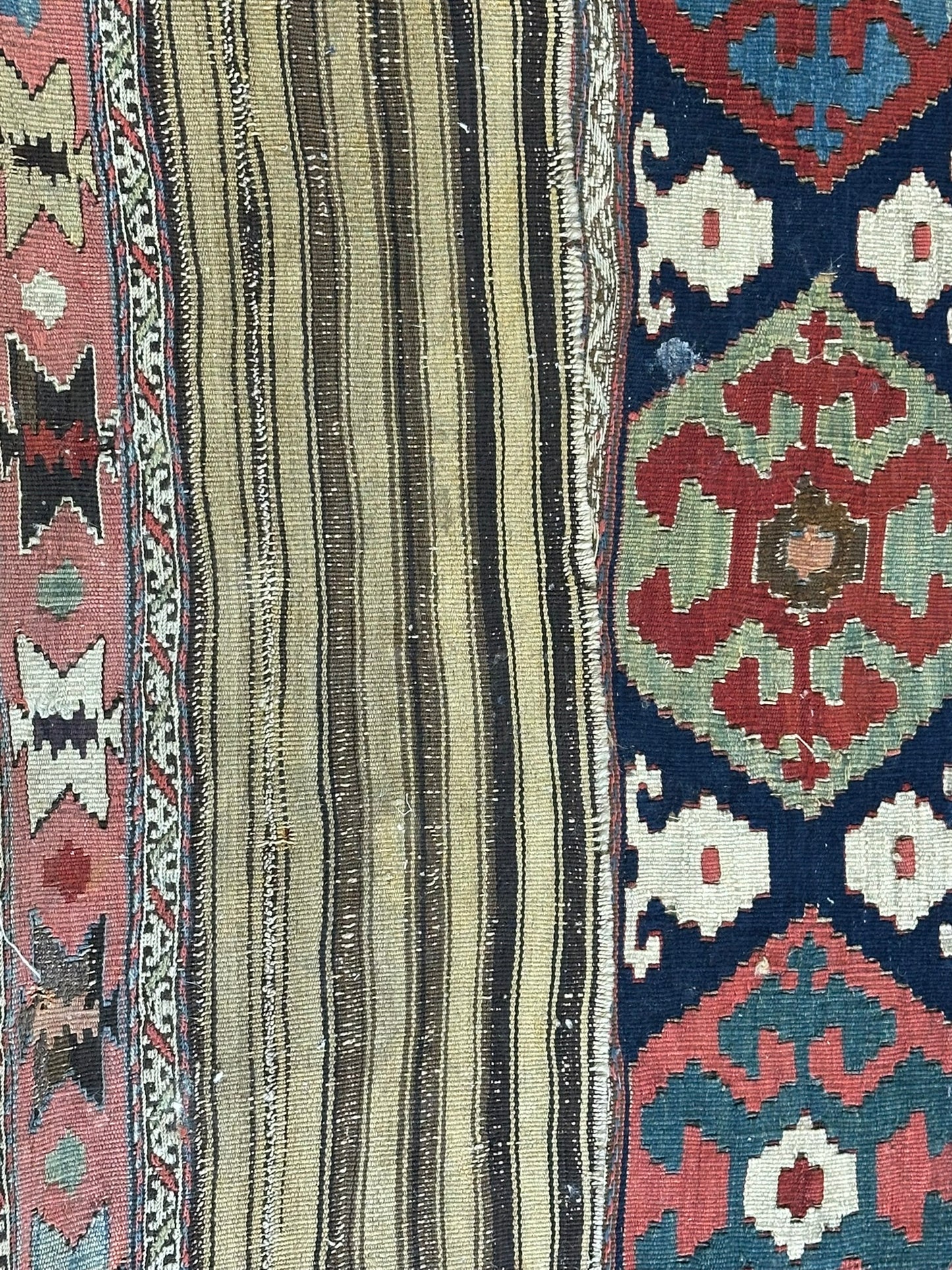 Antik Orientteppich handgewebt Türkei Kelim Naturfarben 120x100 cm