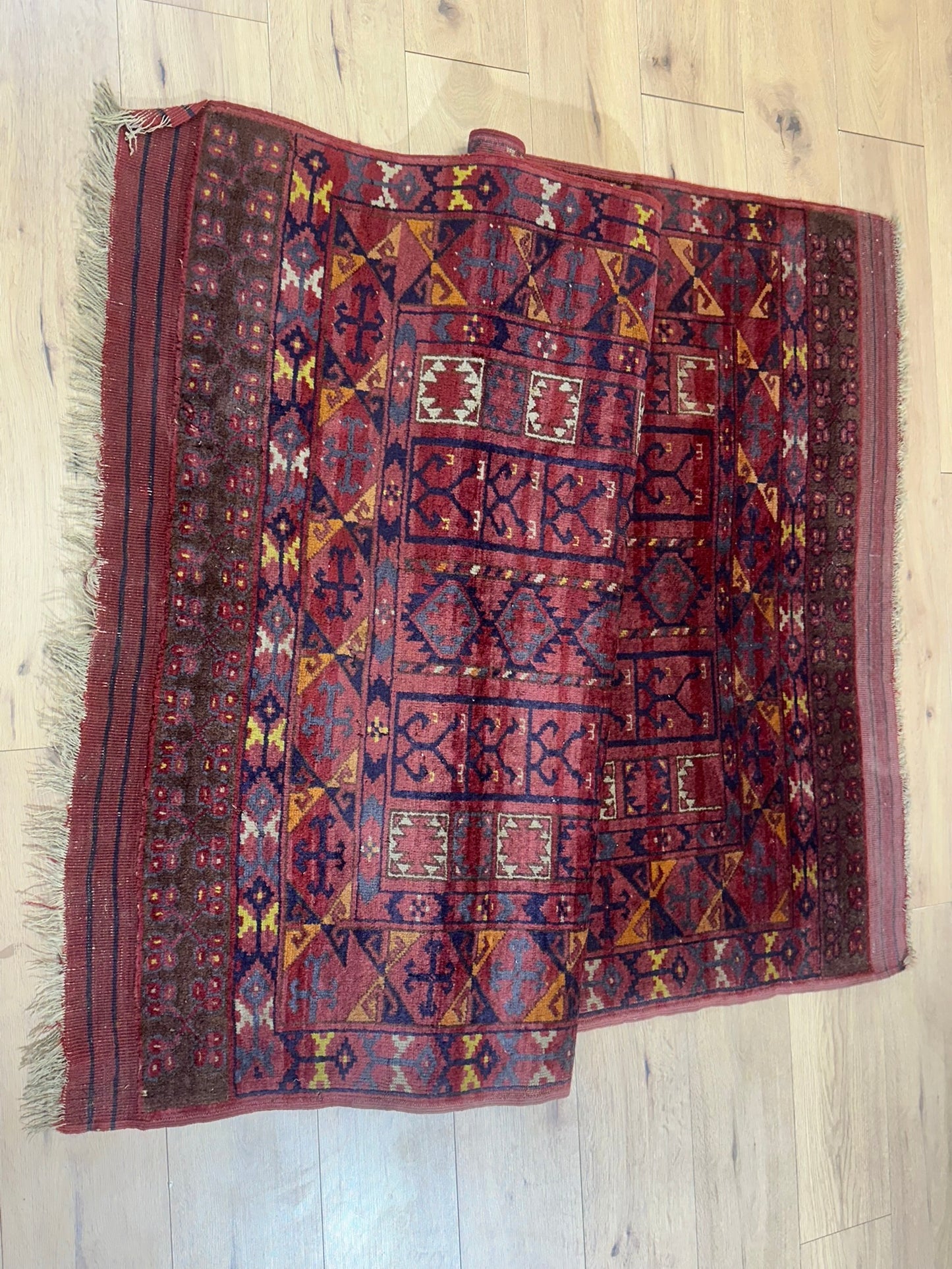 Antik Orientteppich handgeknüpft Afghan Hadjlu  200x125 cm