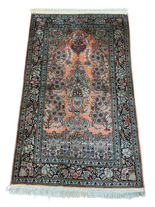 Orientteppich handgeknüpft Seide Lebensbaum 157x93 cm