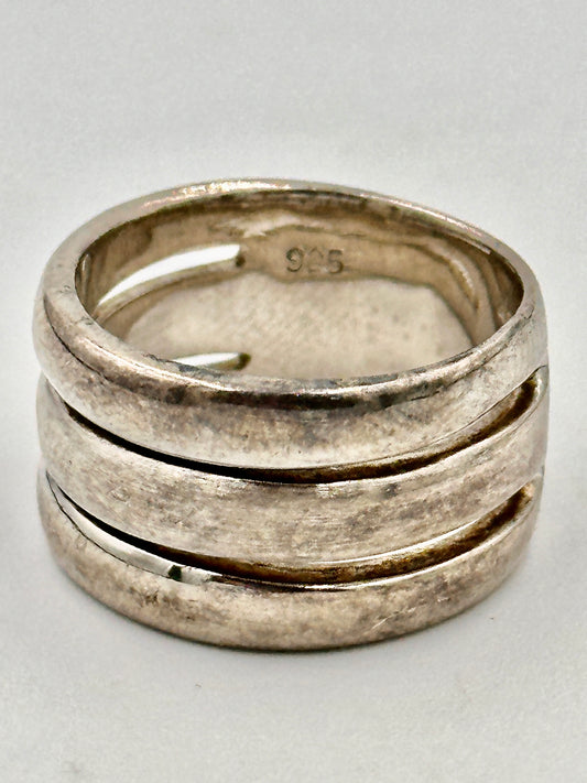 Vintage Breiter 925 Silber Ring