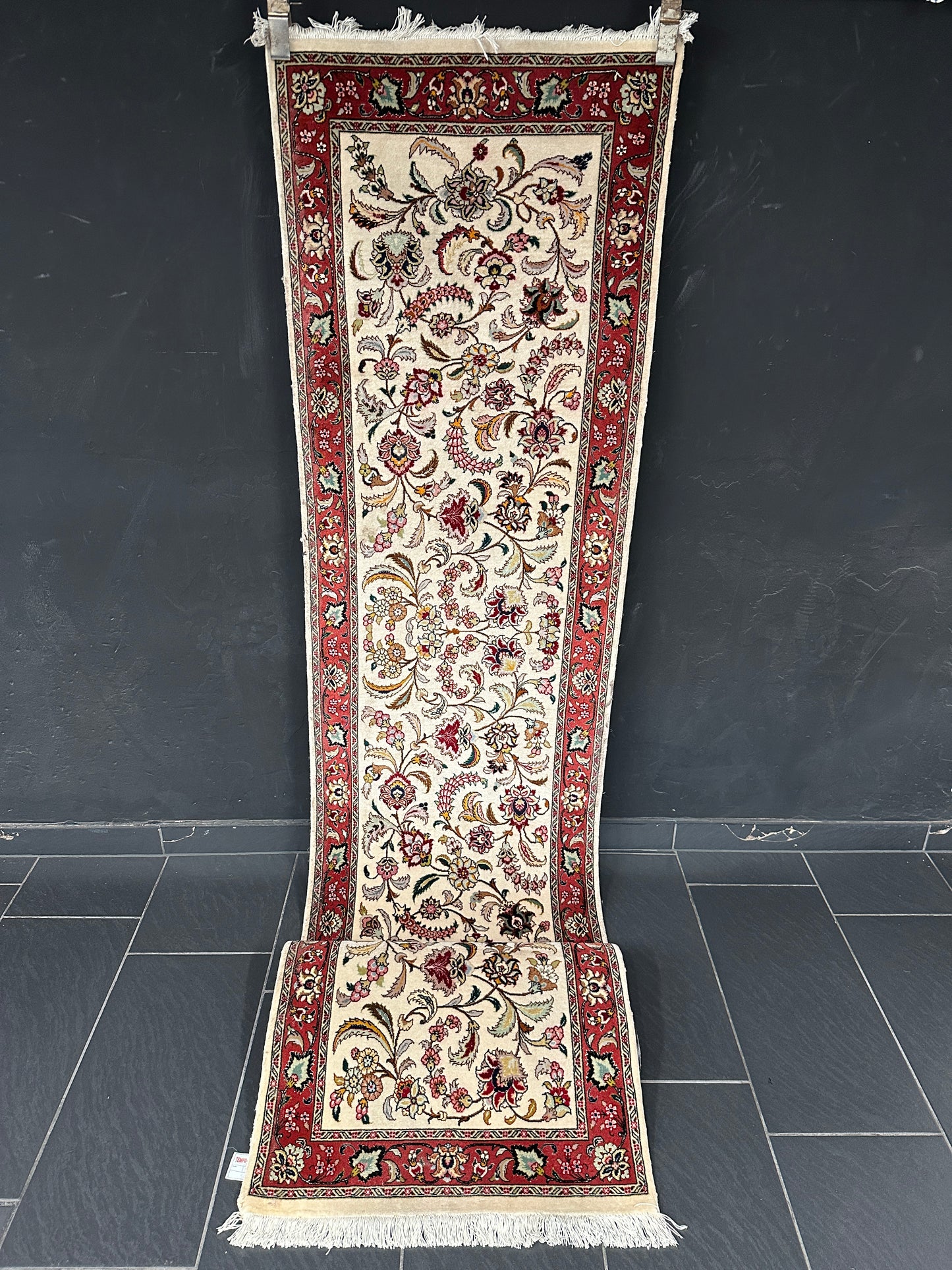 Handgeknüpfter Perser Orientteppich Täbriz Seidenteppich Läufer 300x66cm