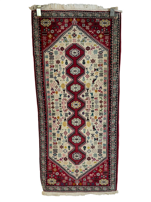 Orientteppich handgeknüpft Abadeh Korkwolle 145x65 cm