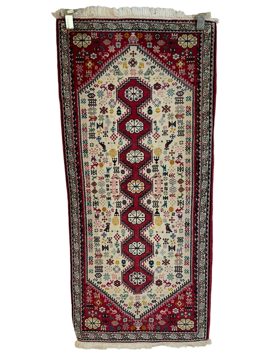 Orientteppich handgeknüpft Abadeh Korkwolle 145x65 cm