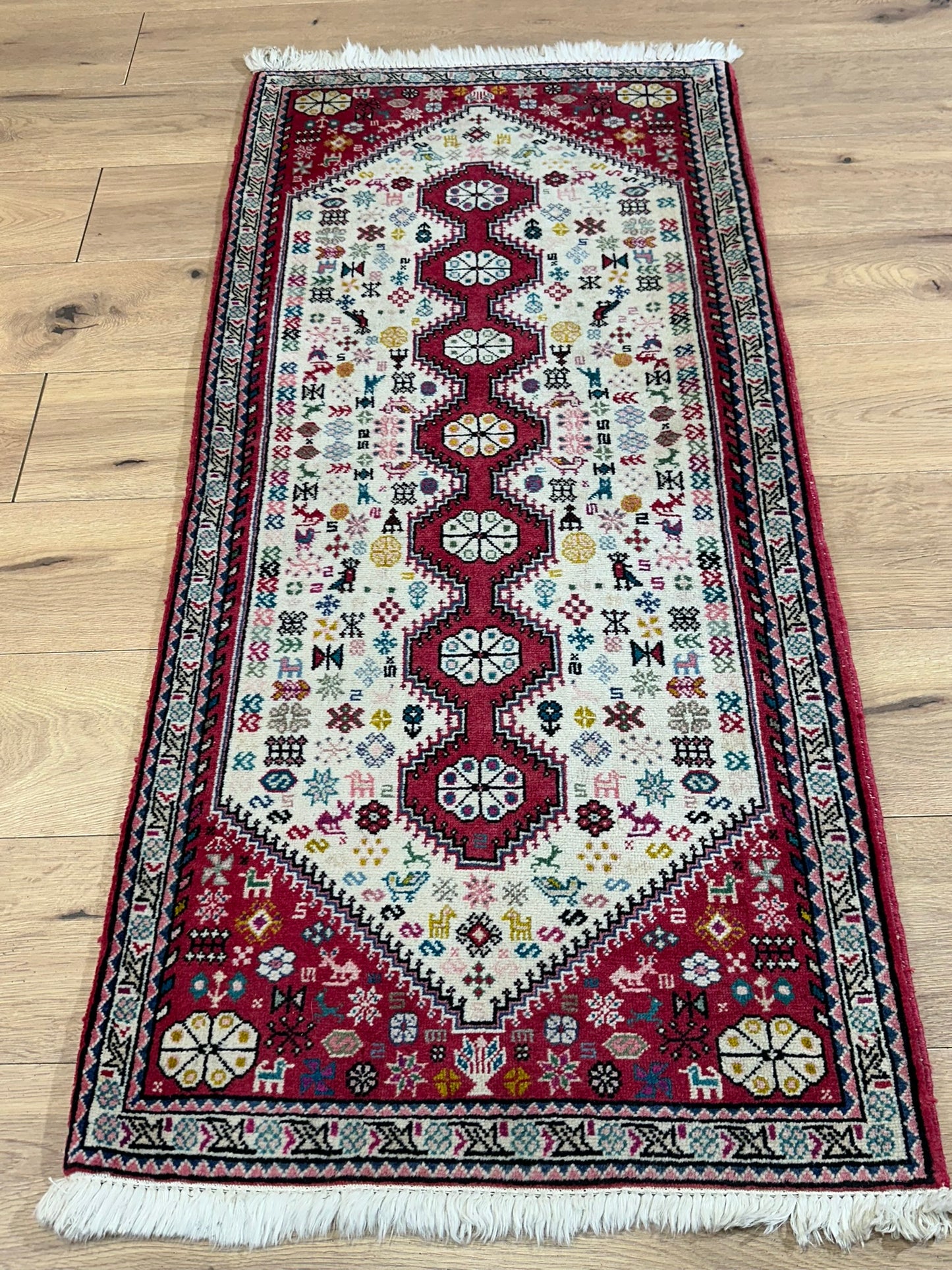 Orientteppich handgeknüpft Abadeh Korkwolle 145x65 cm