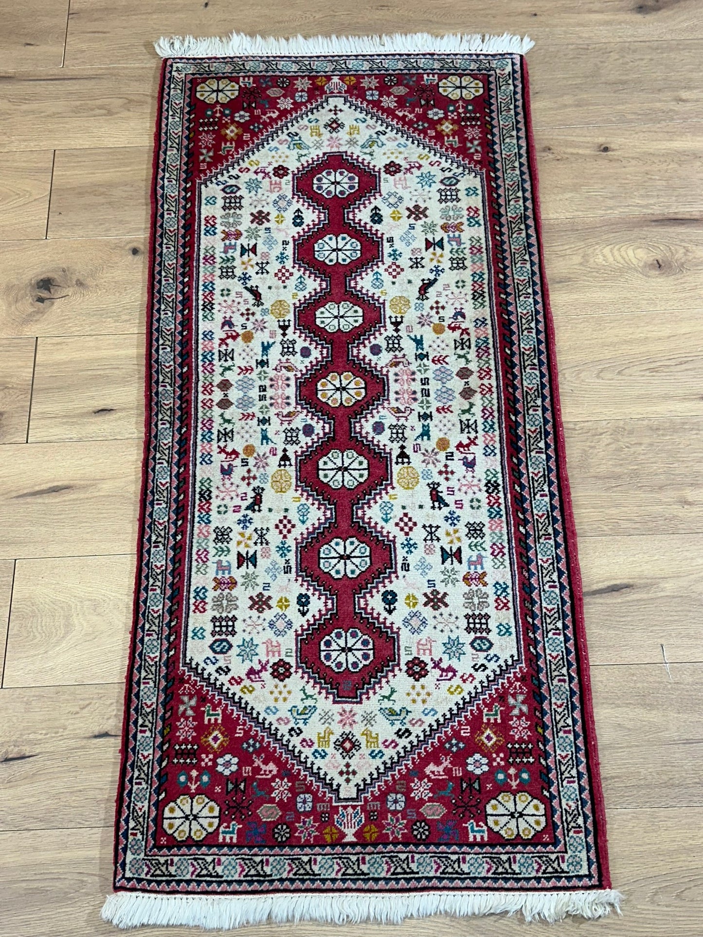Orientteppich handgeknüpft Abadeh Korkwolle 145x65 cm