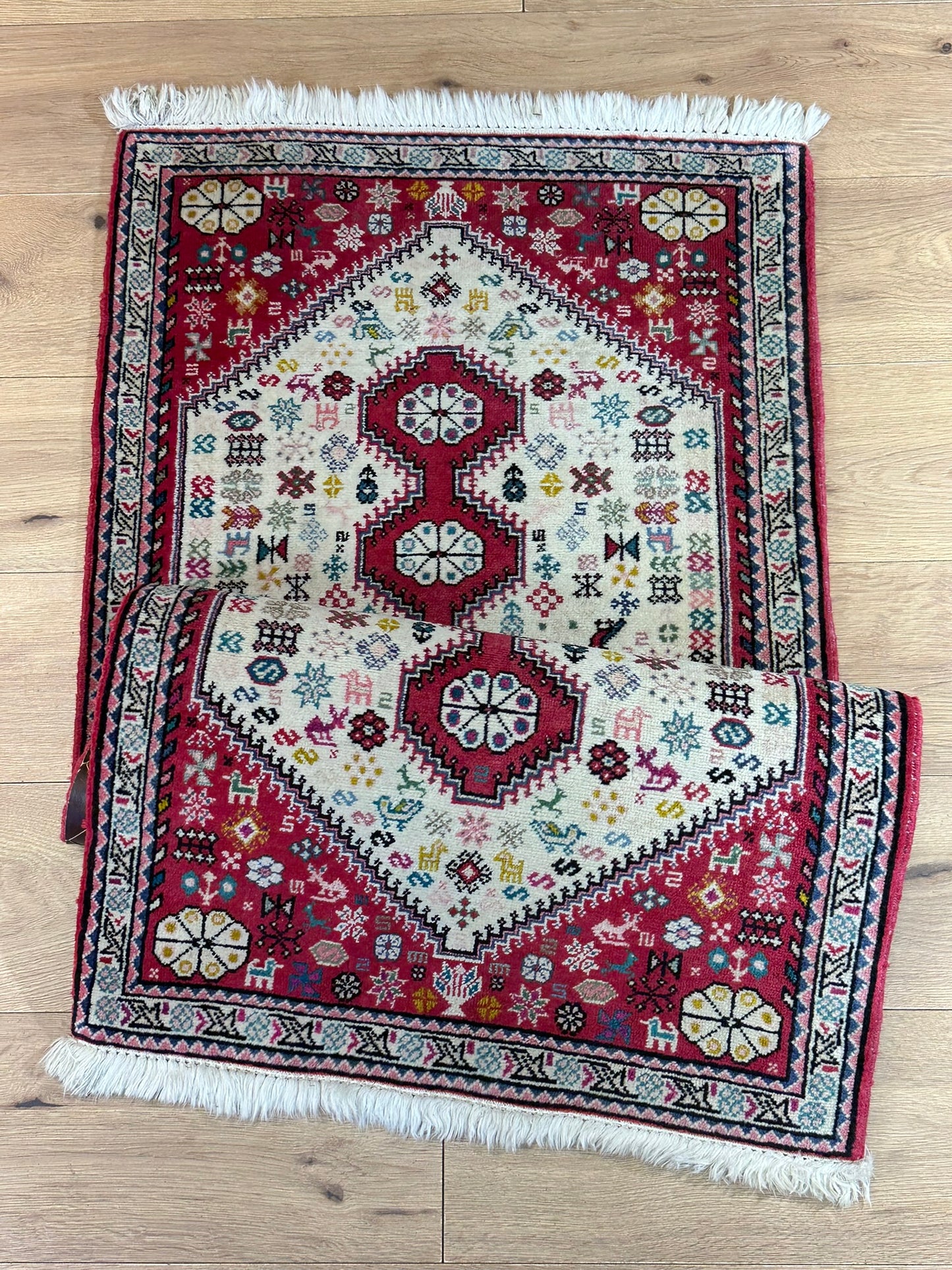 Orientteppich handgeknüpft Abadeh Korkwolle 145x65 cm