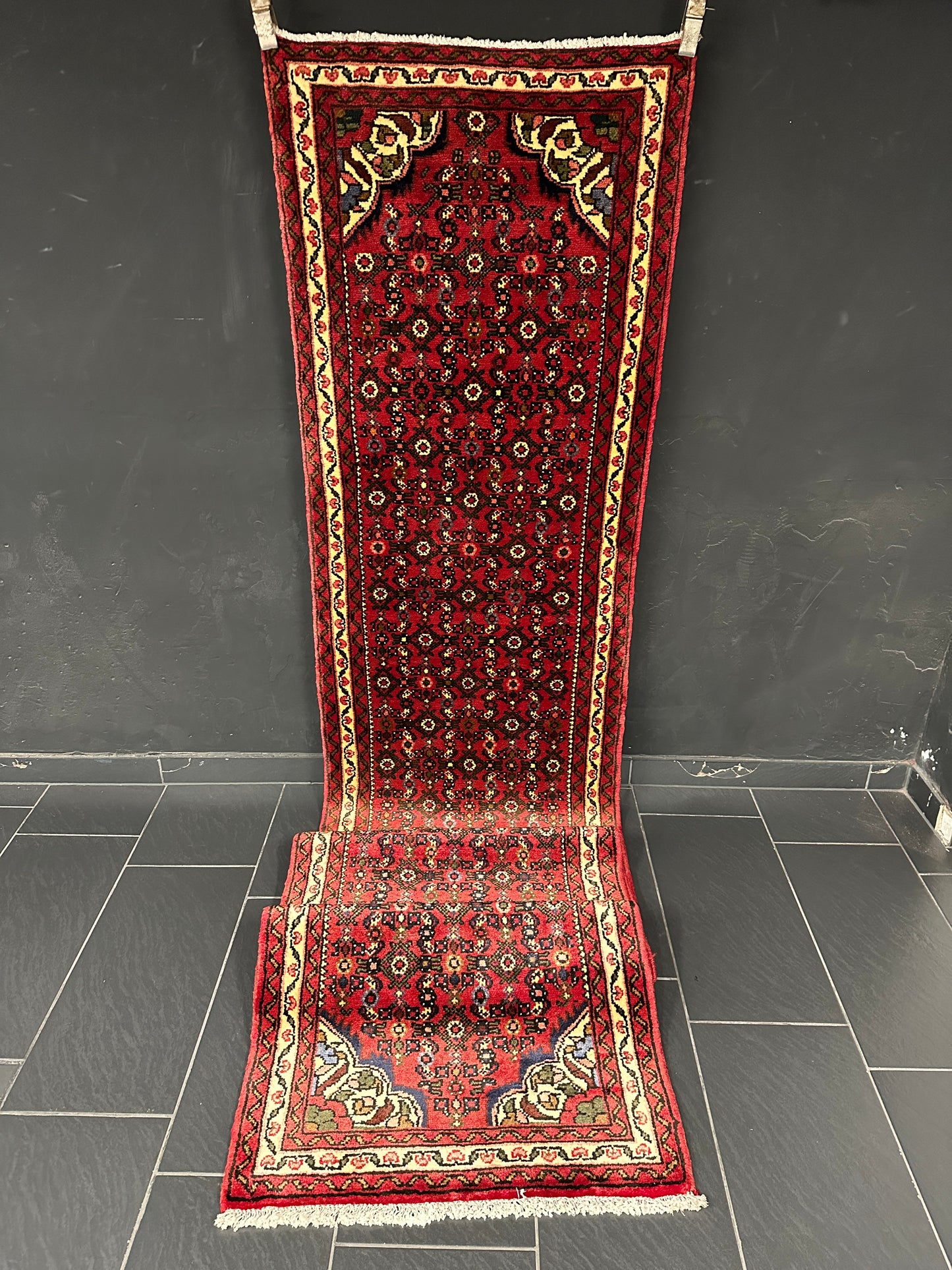 Handgeknüpfter Perser Orientteppich Hamadan Läufer 385x75cm
