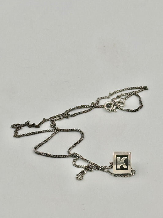 Silber 925 Halskette mit K-Anhänger