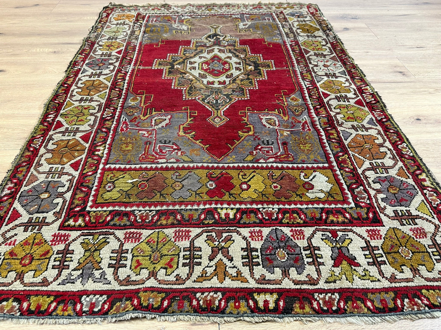 Antik Orientteppich handgeknüpft Türkei Anatolien  Wolle 180x117 cm