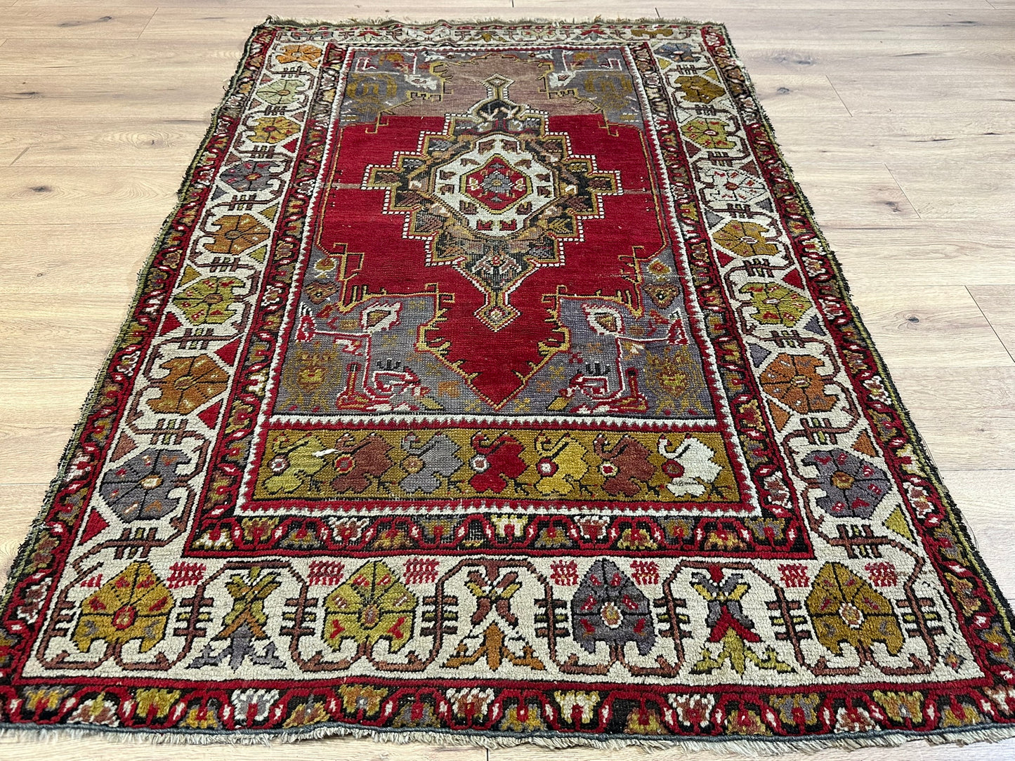 Antik Orientteppich handgeknüpft Türkei Anatolien  Wolle 180x117 cm