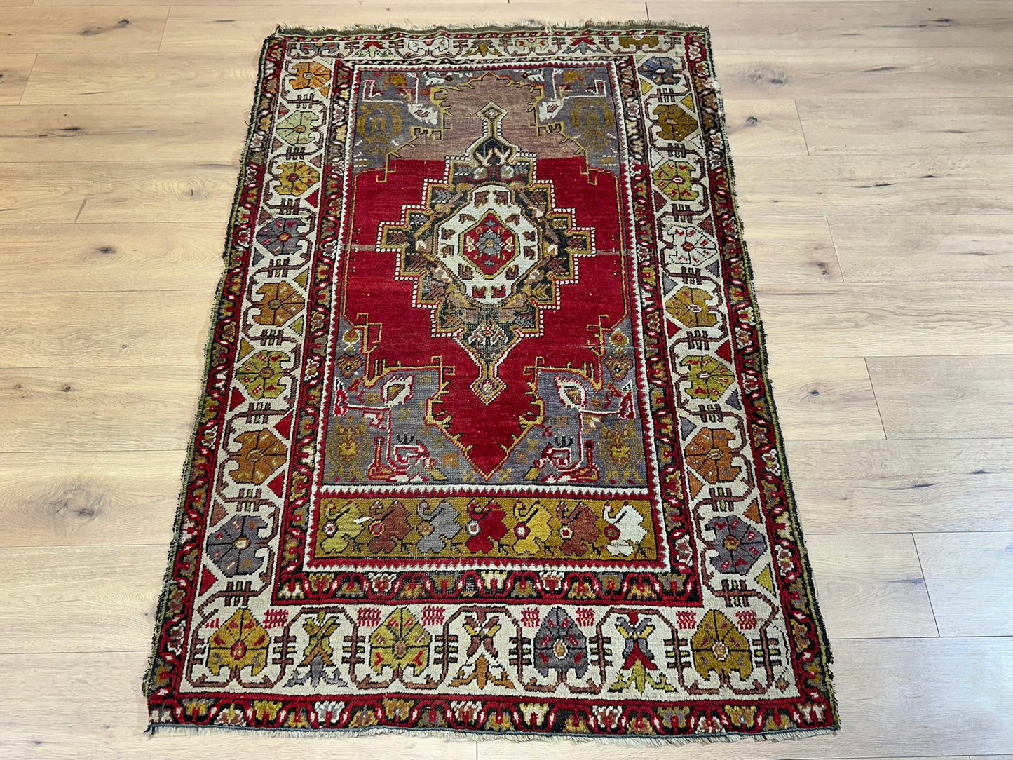 Antik Orientteppich handgeknüpft Türkei Anatolien  Wolle 180x117 cm