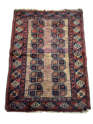   Antik Orientteppich handgeknüpft Afghan Ersari  Wolle 135x97 cm