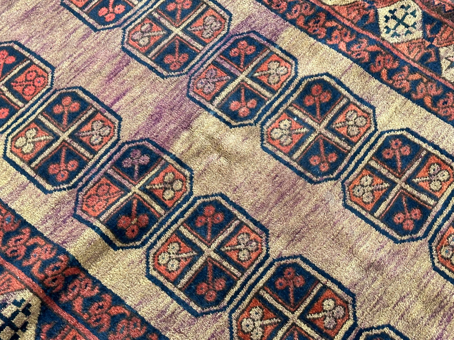   Antik Orientteppich handgeknüpft Afghan Ersari  Wolle 135x97 cm