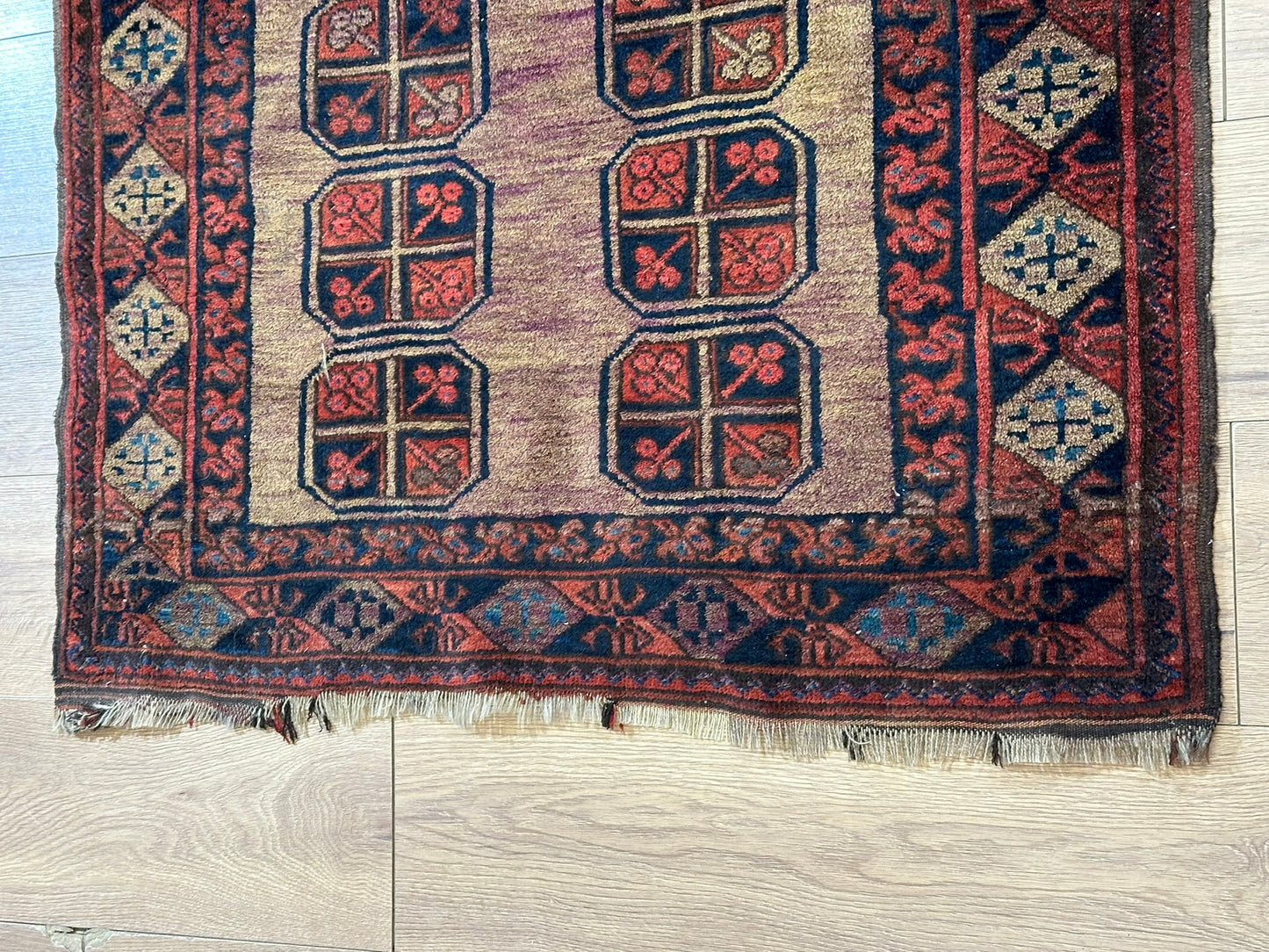   Antik Orientteppich handgeknüpft Afghan Ersari  Wolle 135x97 cm