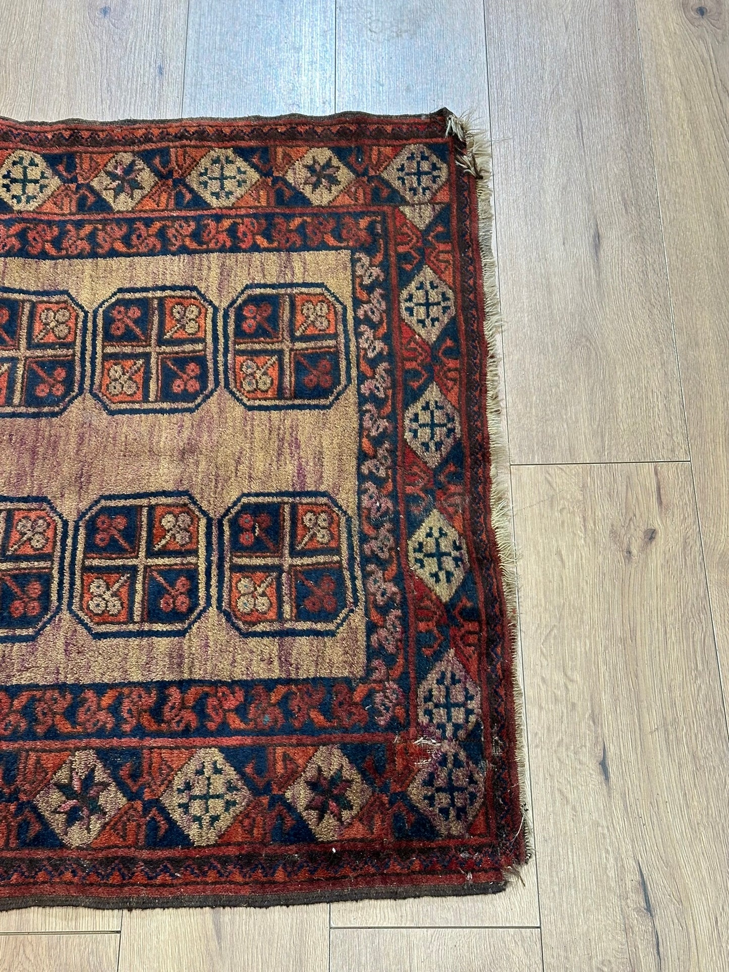   Antik Orientteppich handgeknüpft Afghan Ersari  Wolle 135x97 cm